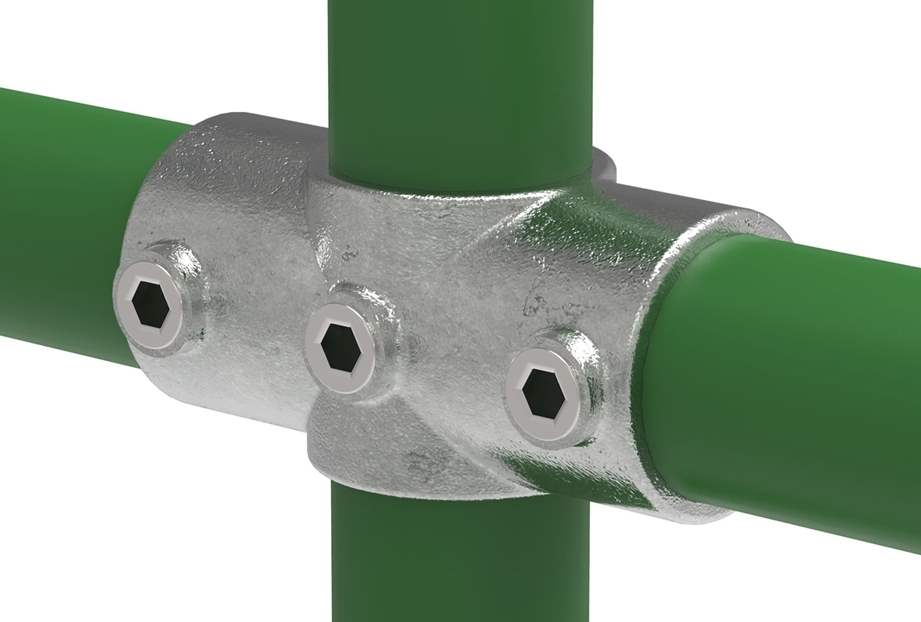 Tube connector | Cross piece continuous | 119C42/D48 | 42.4 mm; 48.3 mm | 1 1/4; 1 1/2 | Malleable cast iron and electrogalvanized