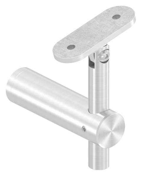 Handrail bracket with joint and retaining plate for flat connection V2A