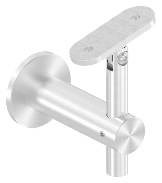 Handrail bracket height adjustable with retaining plate for flat connection V2A
