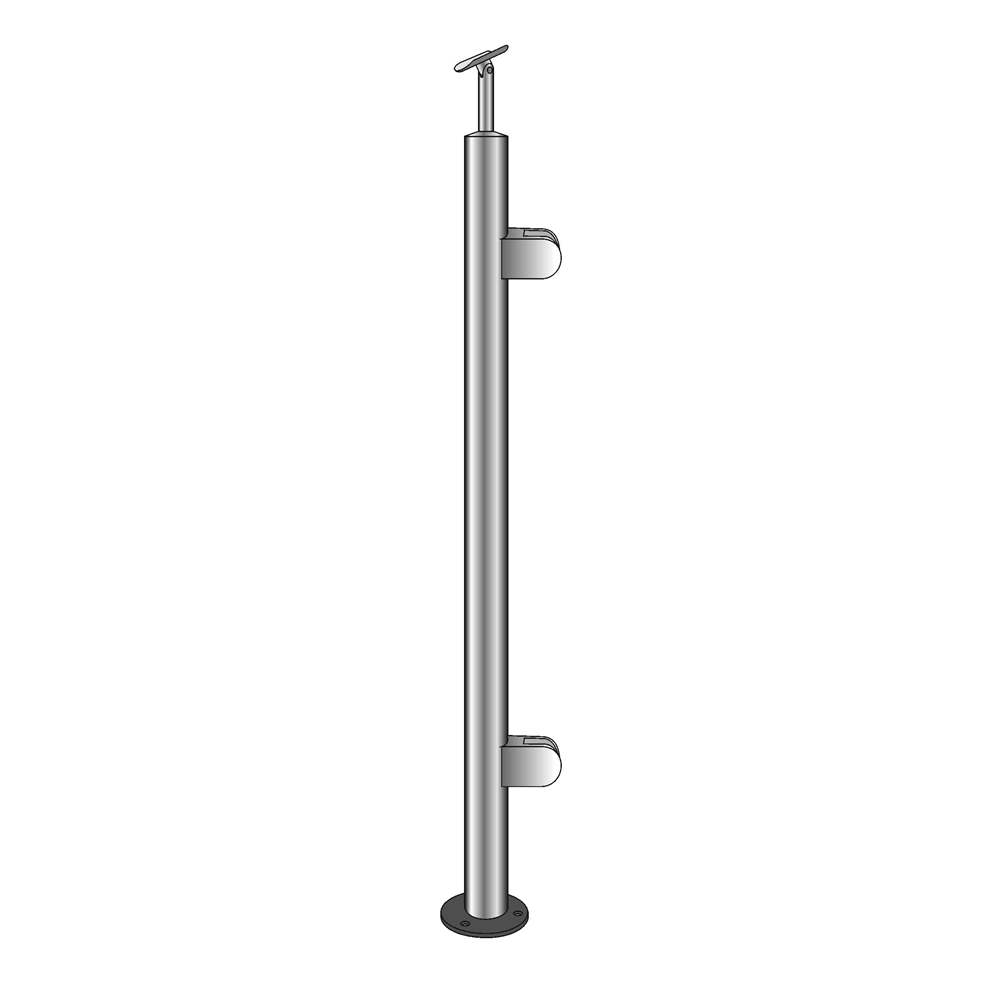 Guard-railing post | End post ECO | Length: 1000 mm | for surface mounting | V2A