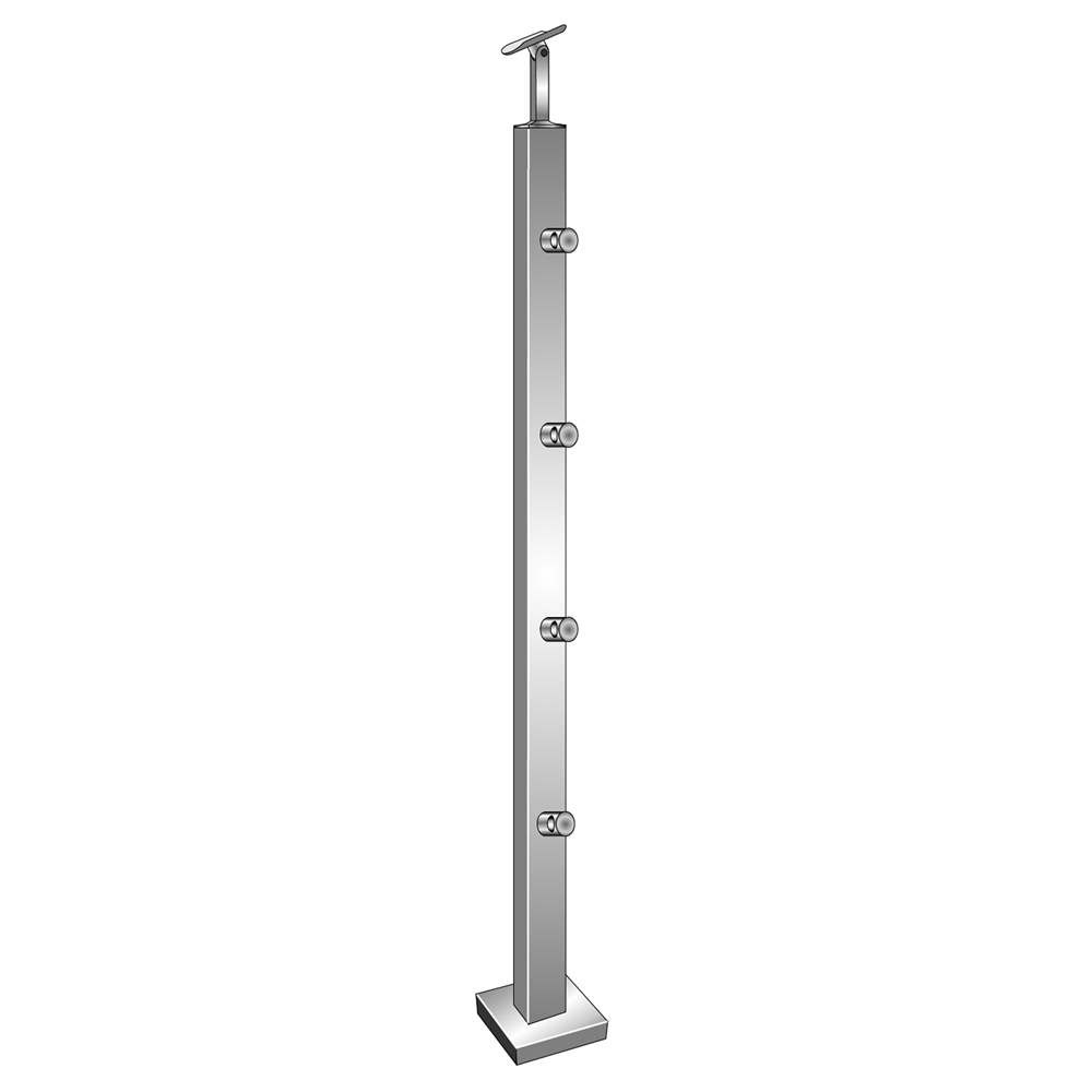 Railing post | length: 900 mm | for surface mounting | V2A