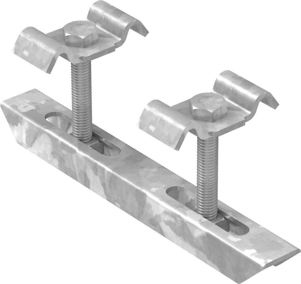 Double clamp for grating height 40-50 mm | MW 30/30 mm | made of St37, hot-dip galvanized