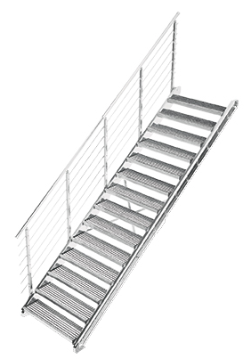 Grating rapid staircase | staircase kit | for floor height: 2.7 - 3.6 m
