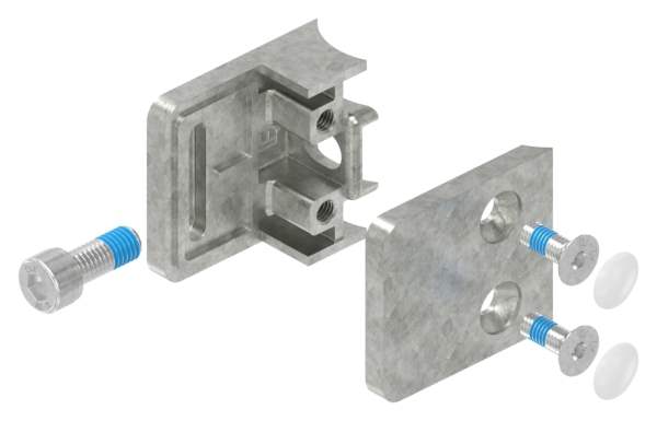Glass clamp 45x45x27 mm for connection Ø 33.7 mm zinc