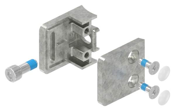 Glass clamp 45x45x27 mm for connection Ø 60.3 mm zinc