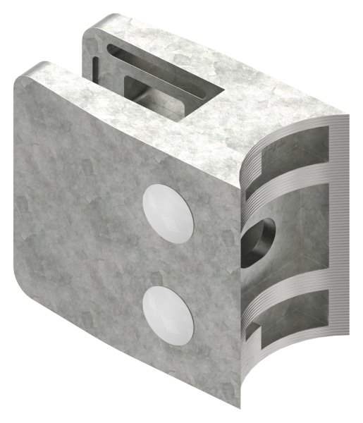 Glass clamp 52x52x32.5 mm for connection Ø 42.4 mm zinc