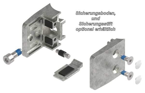 Glass clamp 52x52x32.5 mm for connection Ø 42.4 mm zinc
