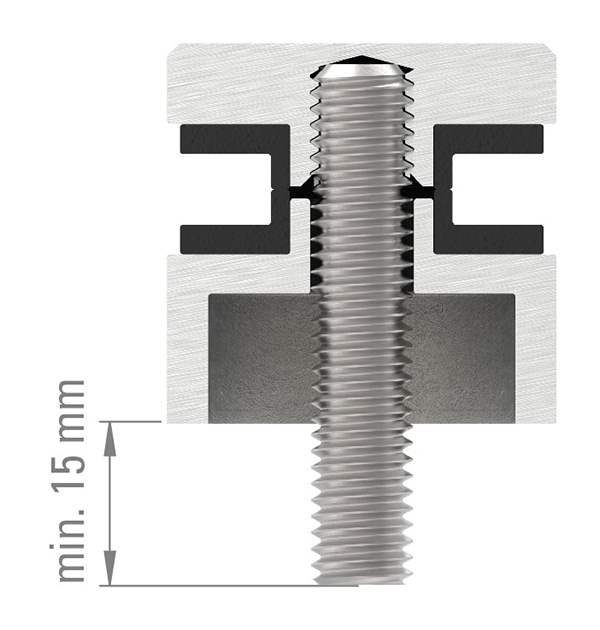 Glass point holder 30 mm (flat) V4A