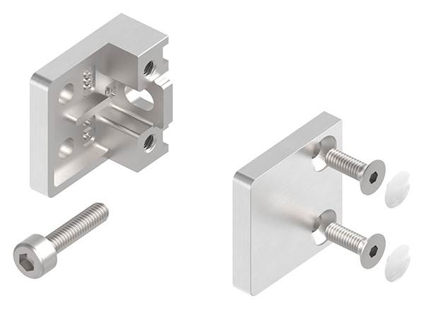 Glass clamp | Dimensions: 30x30x18 mm | Connection: Flat - Ø 42.4 mm | V2A