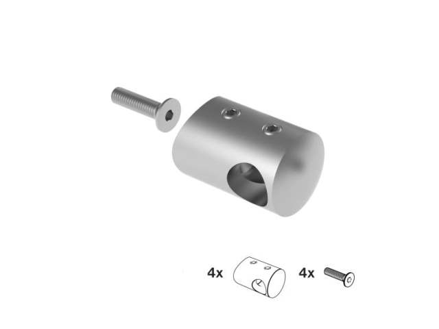 Cross bar holder 4 pieces Ø 22 mm | with hole: 12.2 mm | for connection: Ø 42.4 mm | V2A