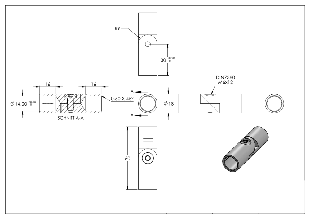 Connector | joint for gluing with 14.1 mm hole