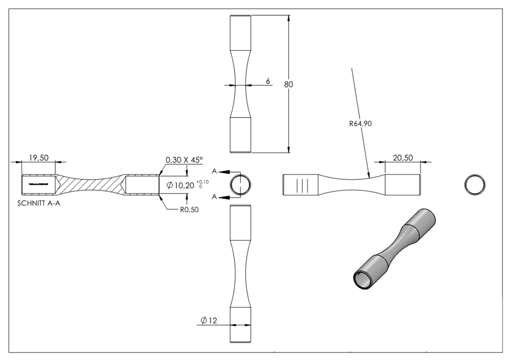 Round bar connector | for bending | for tube-Ø: 10 mm | V2A