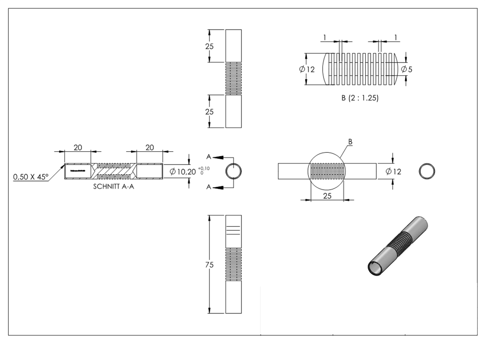 Connector round bar for bending for round material