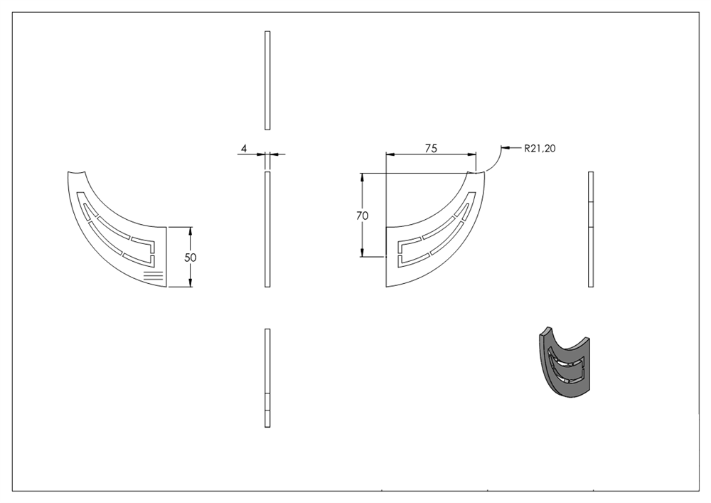 Handrail sword for welding on for tube Ø 42.4 mm V2A