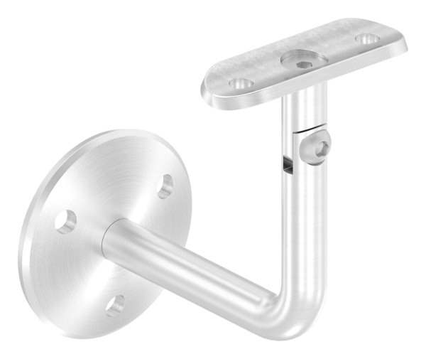 Handrail bracket with joint and retaining plate for Ø 42.4 mm V2A