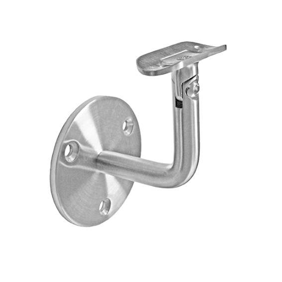 Handrail bracket | with joint and retaining plate | for handrail: Ø 42.4 mm | V2A