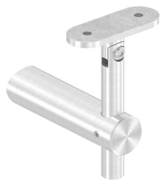 Handrail bracket with joint and retaining plate for Ø 42.4 mm V2A