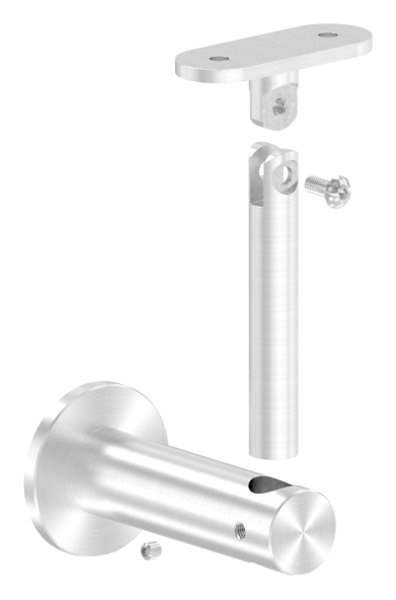 Handrail bracket height adjustable with retaining plate for flat connection V2A
