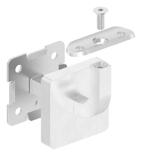 Handrail bracket with clip rosette and retaining plate for Ø 42.4 mm V2A