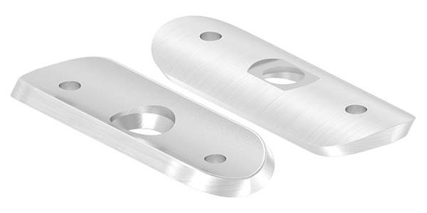 Handrail connection plate 63x25x4 mm for tube Ø 33.7 mm for riveting V2A