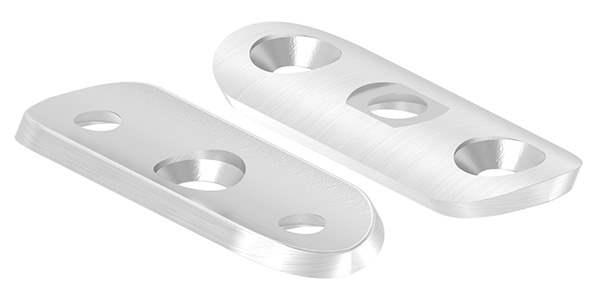 Handrail connection plate 63x25x4 mm for tube Ø 42.4 mm with countersunk outer holes V2A