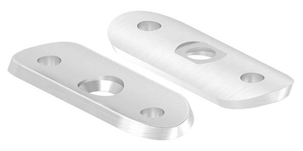 Handrail connection plate 63x25x4 mm for tube Ø 48.3 mm V4A