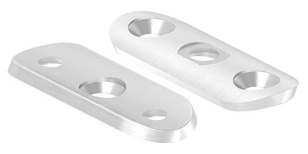 Handrail connection plate 63x25x4 mm for tube Ø 48.3 mm with countersunk outer holes V2A