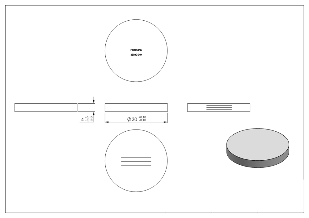 Circular blank | dimensions: Ø 30x4 mm | with longitudinal grinding | V2A