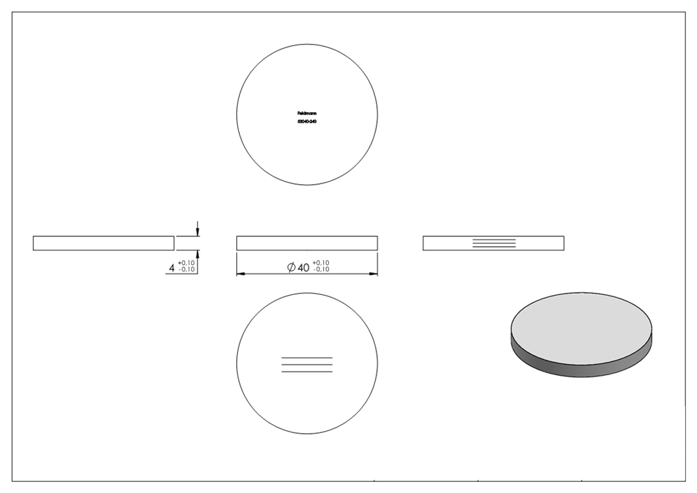 Circular blank | dimensions: Ø 40x4 mm | with longitudinal grinding | V2A