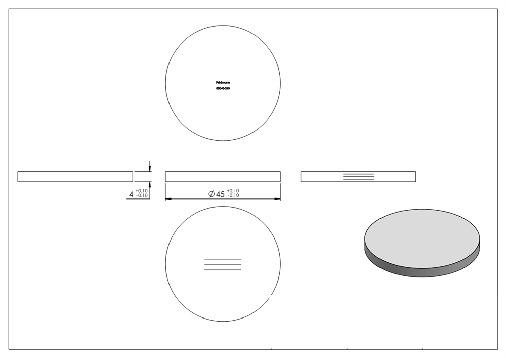 Circular blank | dimensions: Ø 45x4 mm | with longitudinal grinding | V2A