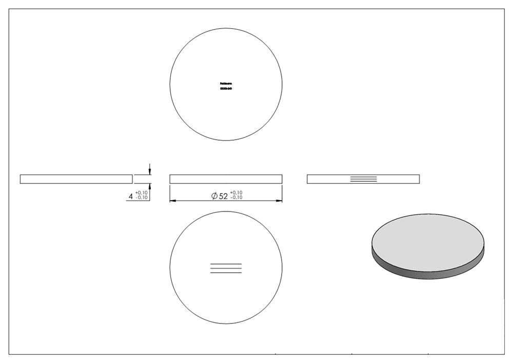 Circular blank | dimensions: Ø 52x4 mm | with longitudinal grinding | V2A