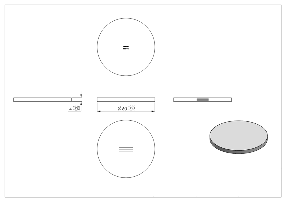 Circular blank | dimensions: Ø 60x4 mm | with longitudinal grinding | V4A