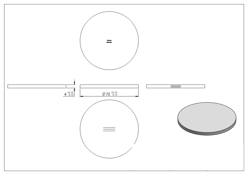 Circular blank | dimensions: Ø 70x4 mm | with longitudinal grinding | V2A