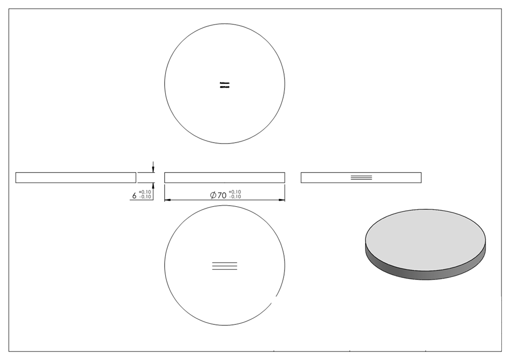 Circular blank | dimensions: Ø 70x6 mm | with longitudinal grinding | V2A