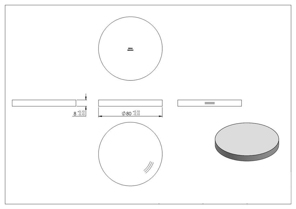Circular blank | Dimensions: Ø 80x8 mm | with circular grinding | V2A