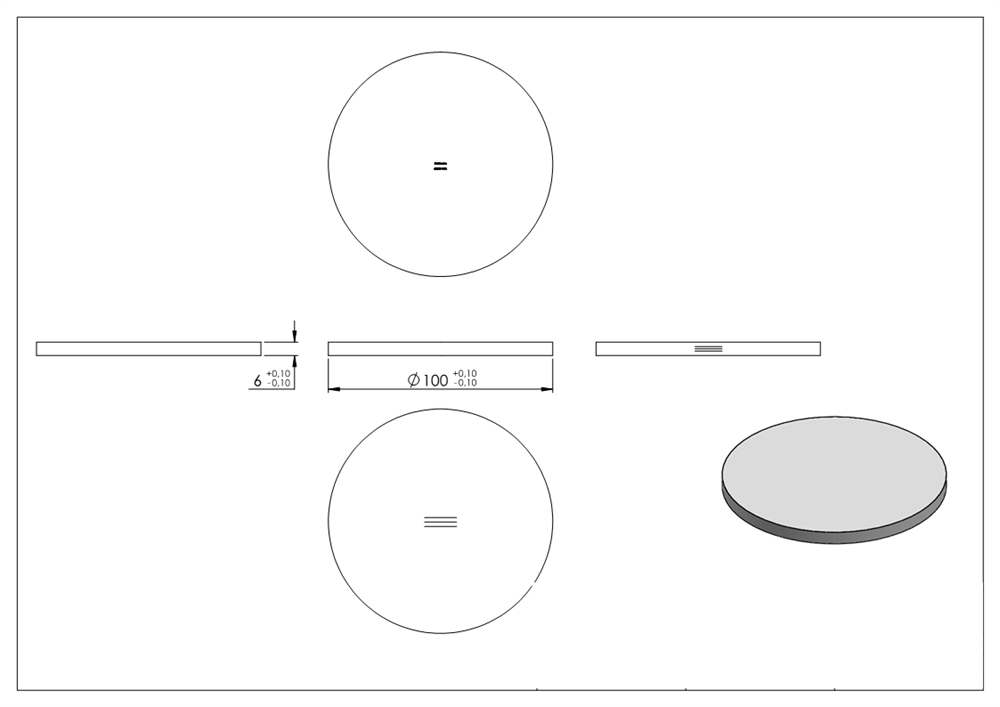 Circular blank | dimensions: Ø 100x6 mm | with longitudinal grinding | V4A