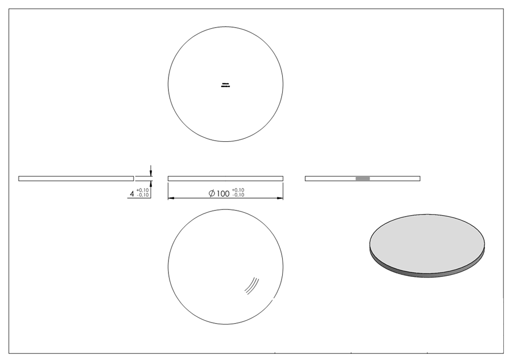 Circular blank | Dimensions: Ø 100x4 mm | with circular grinding | V2A