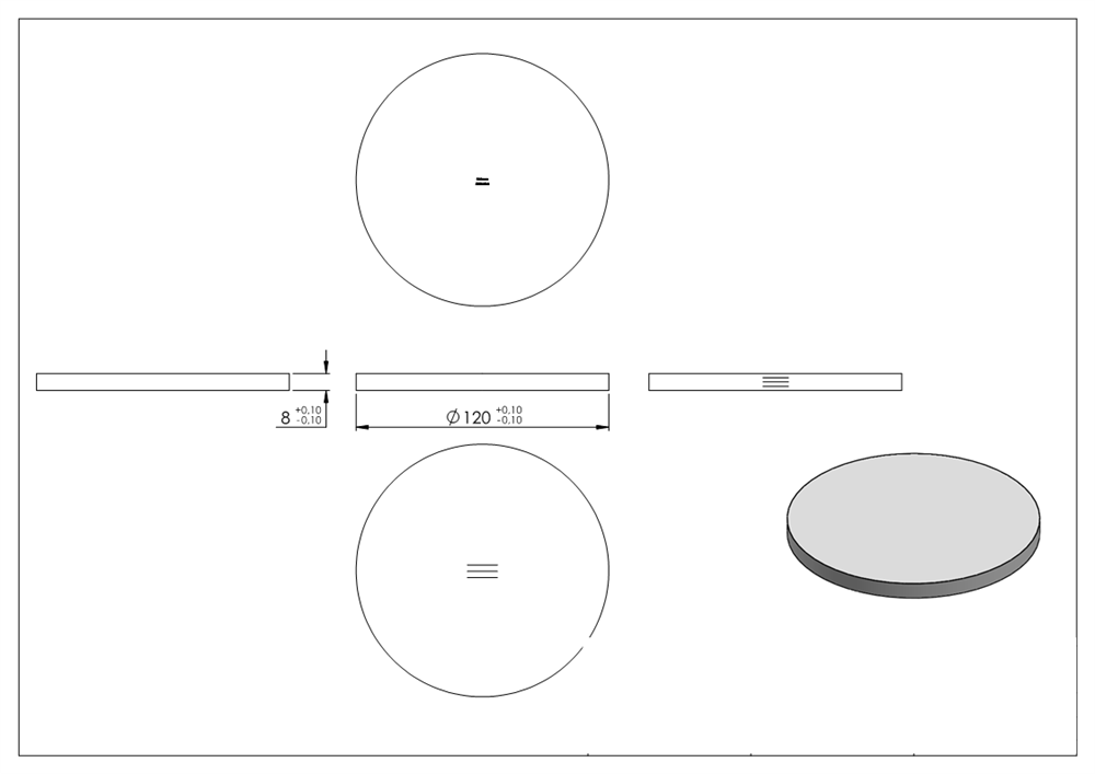 Circular blank | dimensions: Ø 120x8 mm | with longitudinal grinding | V2A
