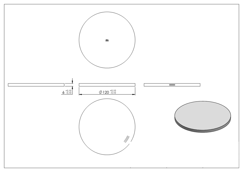 Circular blank | Dimensions: Ø 120x6 mm | with circular grinding | V2A
