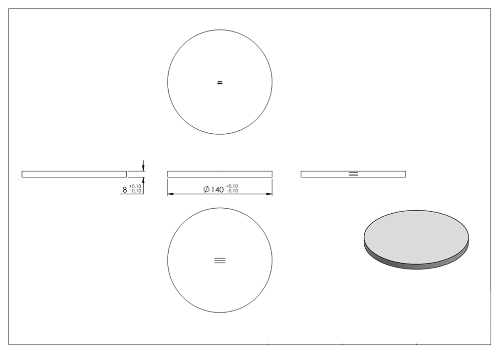 Circular blank | dimensions: Ø 140x8 mm | with longitudinal grinding | V2A