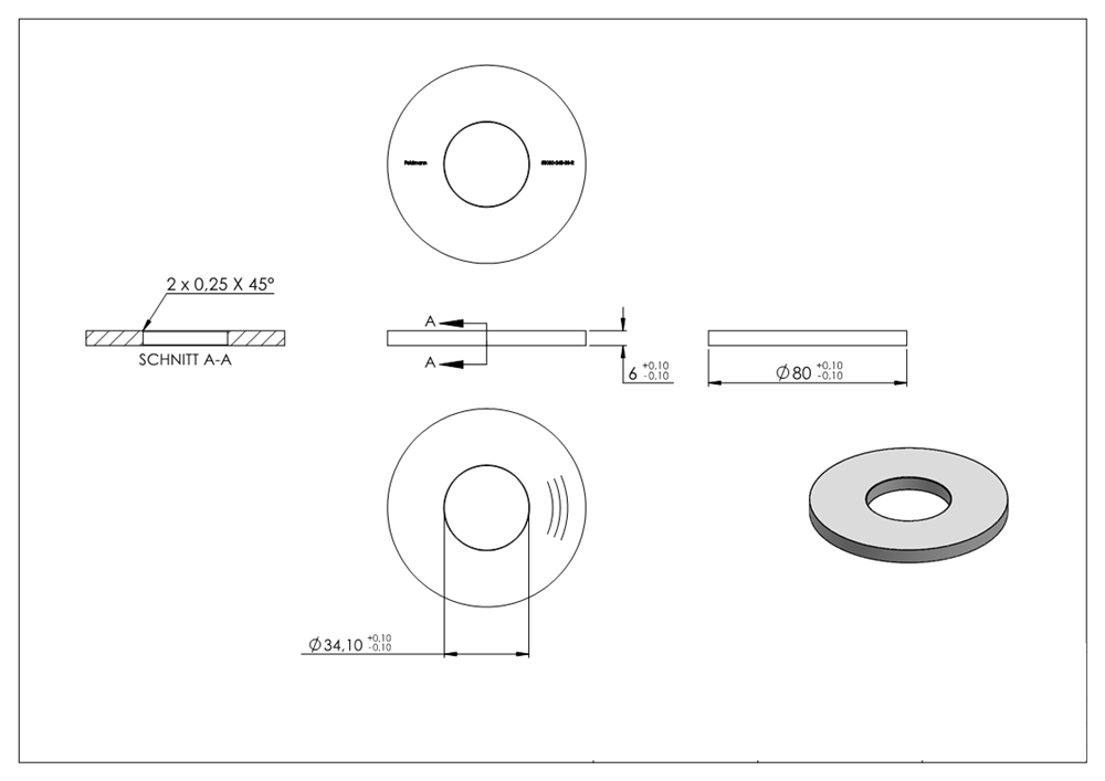 Anchor plate | Dimensions: 80x6 mm | Round ground and center hole | V2A