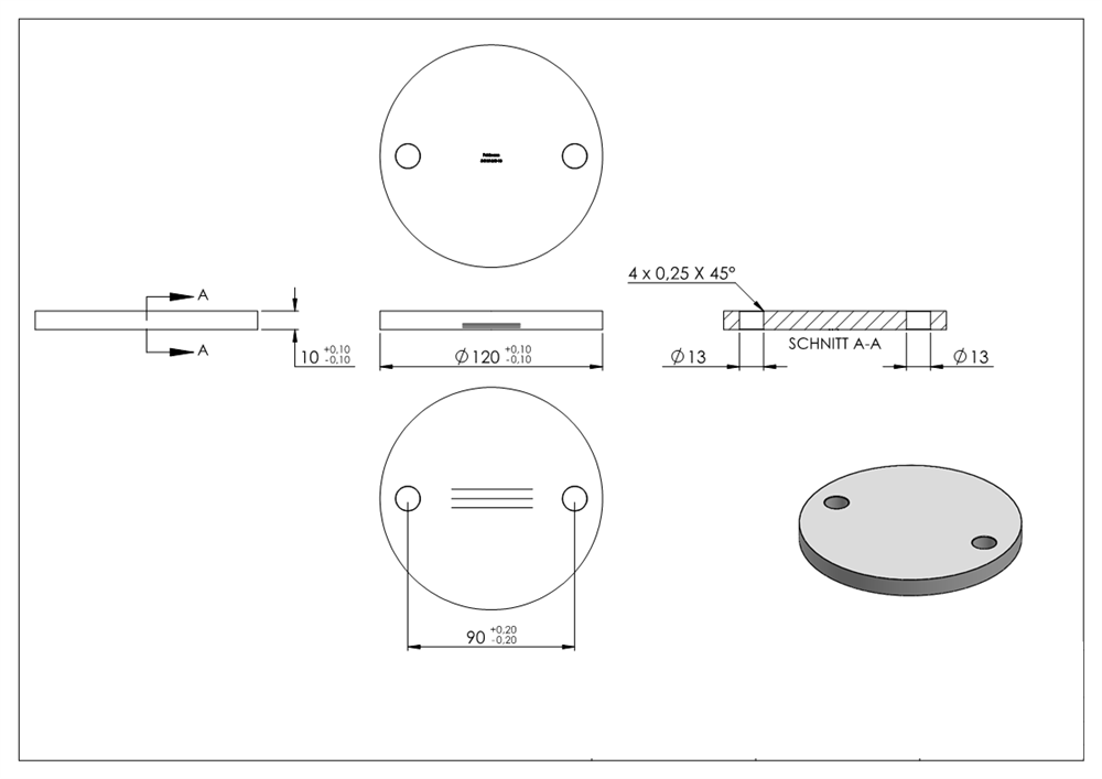Anchor plate | dimensions: 120x10 mm | longitudinal grinding | V2A