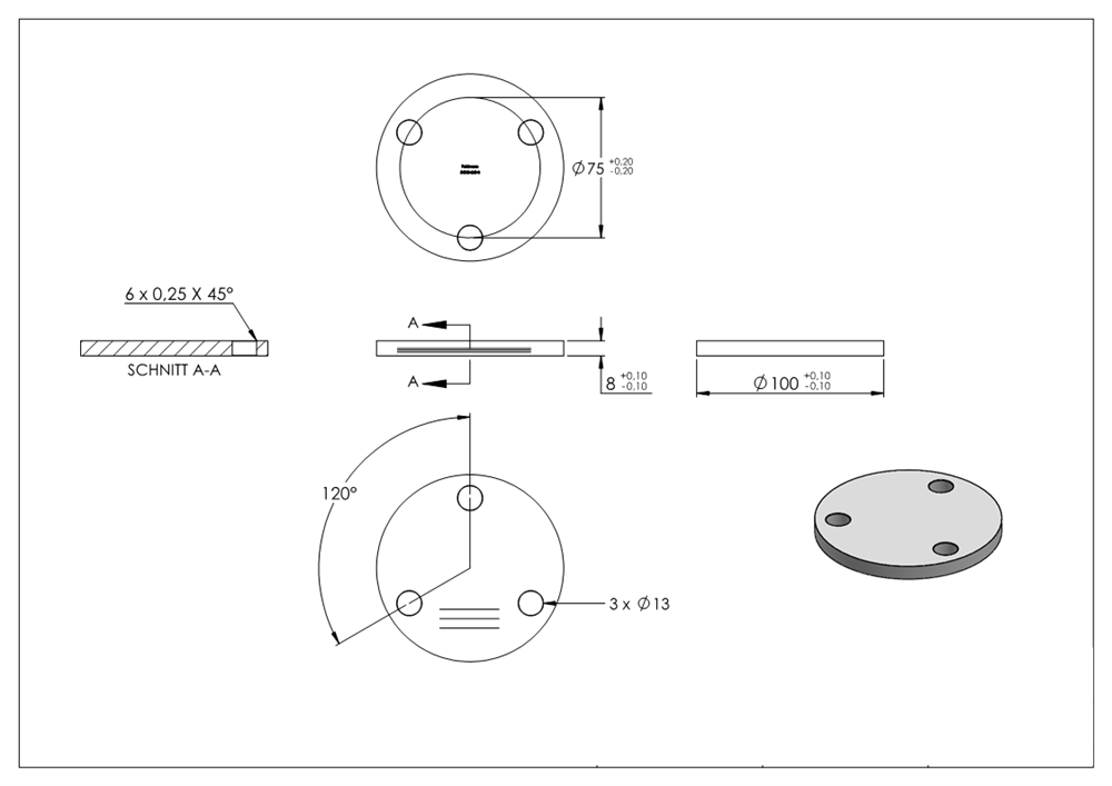 Anchor plate | dimensions: 100x8 mm | longitudinal grinding | V2A