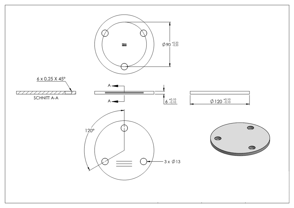 Anchor plate | dimensions: 120x6 mm | longitudinal grinding | V2A