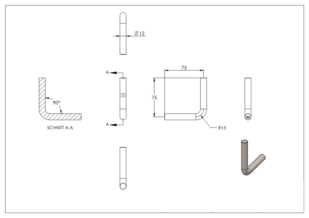Bracket | Ø 12 mm | for welding on both sides | V2A