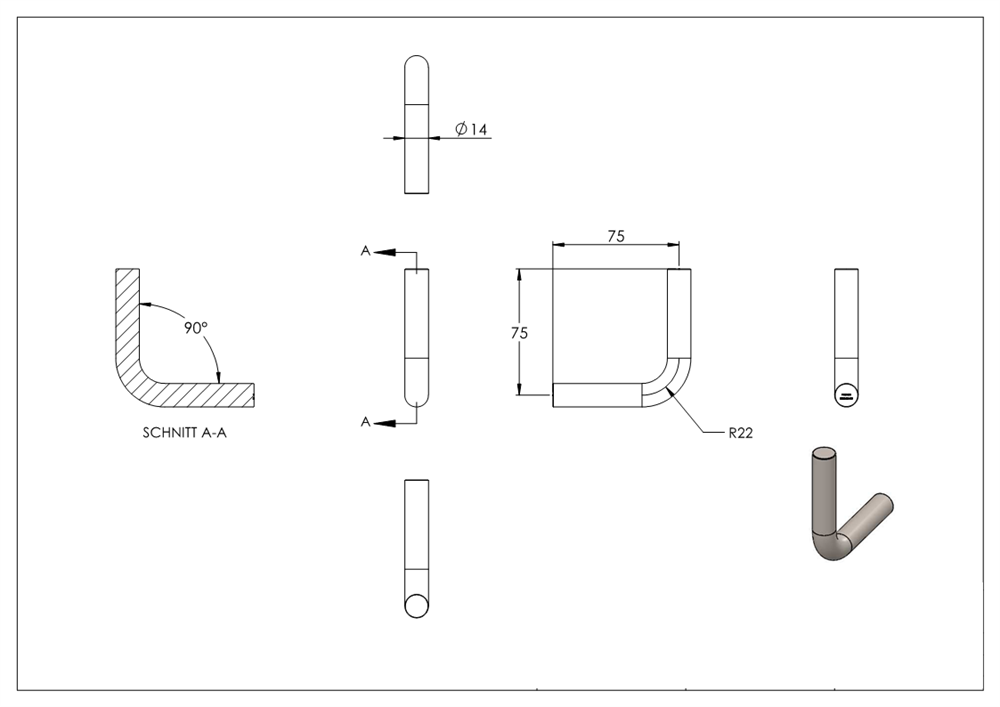 Bracket | Ø 14 mm | for welding on both sides | V2A
