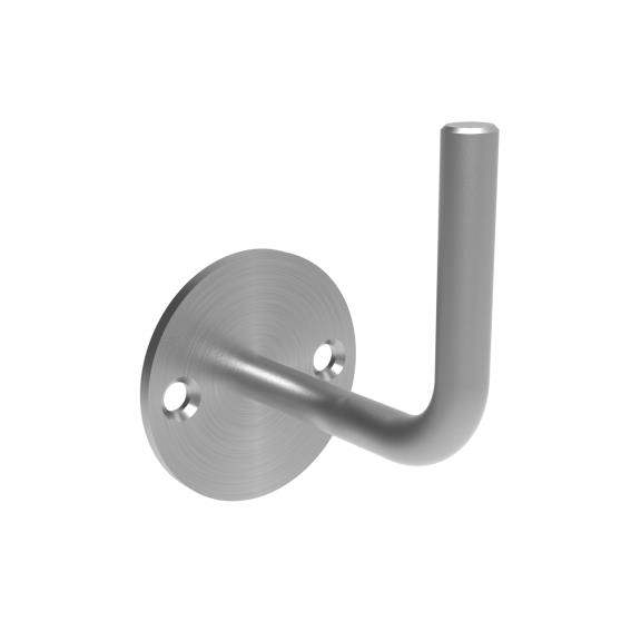 Handrail bracket | with round plate 70 x 4 mm | for welding | 2 holes | stainless steel V2A AISI304
