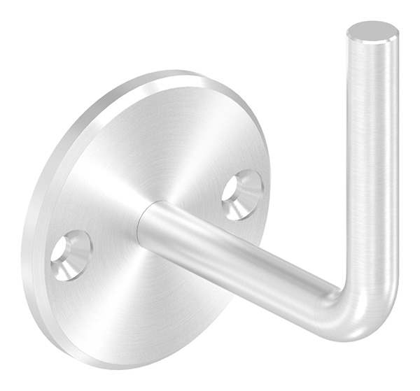 Handrail bracket | with round plate 70 x 6 mm | for welding | 2 holes | stainless steel V2A AISI304