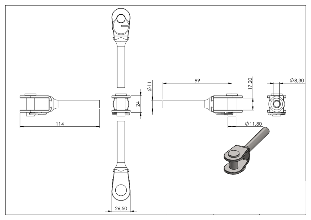 Fork terminal for pressing together | for rope Ø 8 mm | V4A