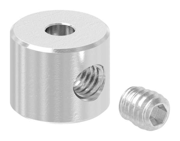 Round clamp with grub screw for rope Ø 2-4 mm V4A